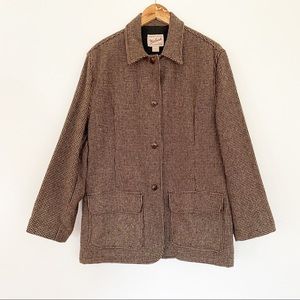 EUC Woolrich Woman Houndstooth Vintage Tweed Preppy Coat L